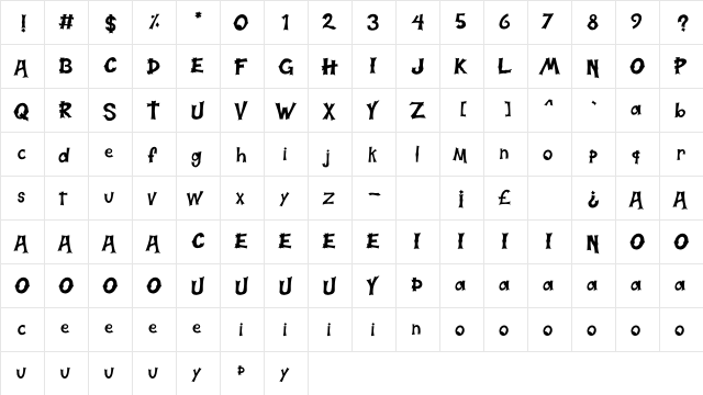 Halloweb Regular  glyph index
