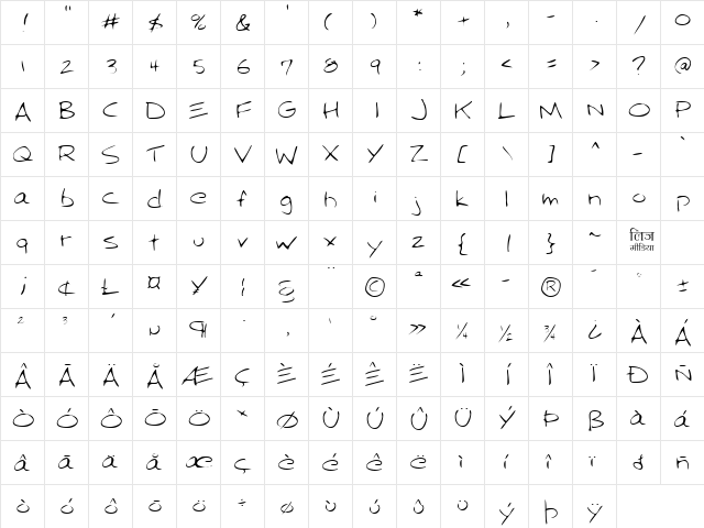 LEHN012 Regular  glyph index