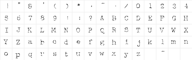 ReallyBad-Typewriter Regular  glyph index