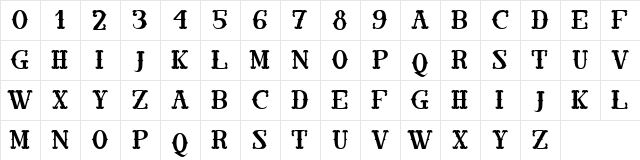 Road Shot Regular  glyph index