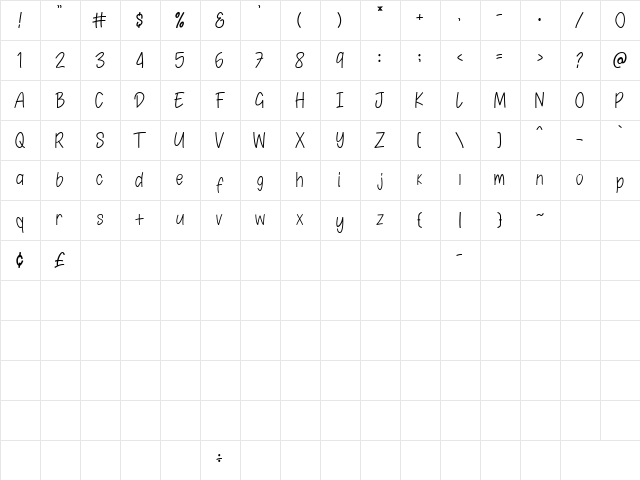 Purchuse Regular  glyph index