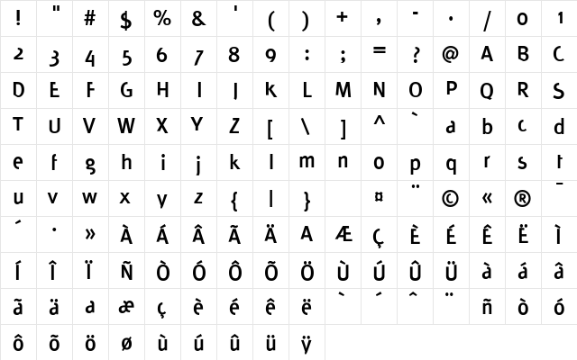 FoRYoU3 Regular  glyph index