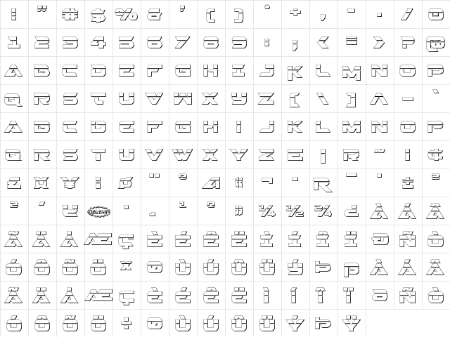 Gemina 2 Laser 3D Regular  glyph index