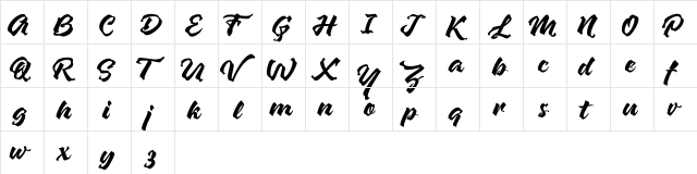 Zapan Regular  glyph index