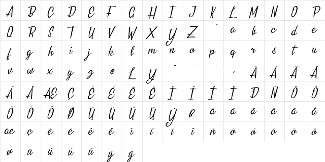 Nouvelle Vague Personal Use Regular  glyph index