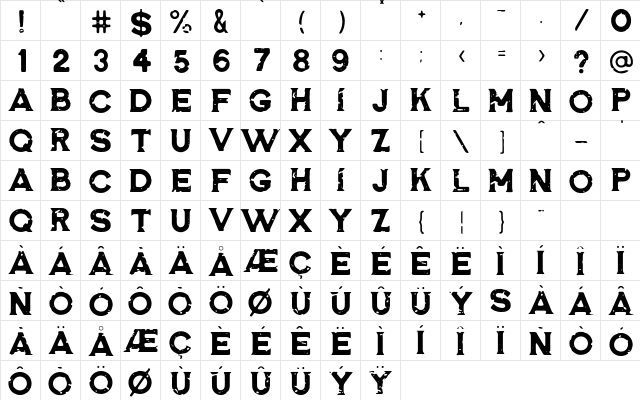 Rosewell Black RGH Regular  glyph index