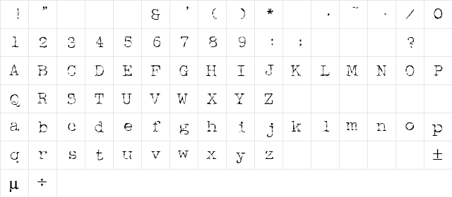 McGarey Regular  glyph index