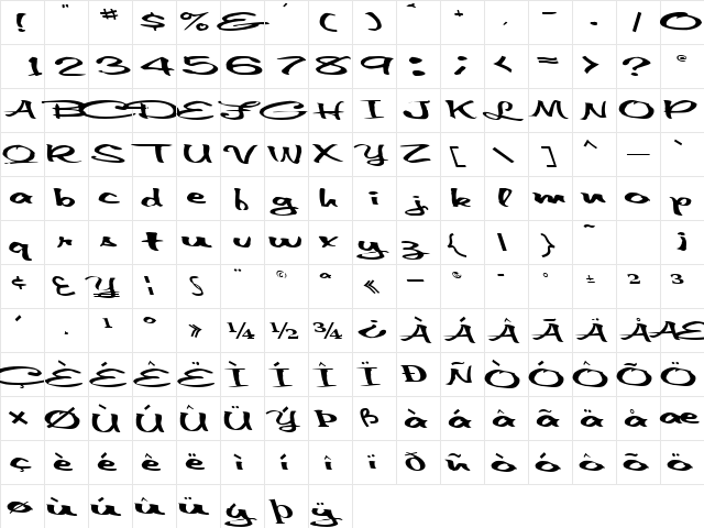 Double Regular  glyph index