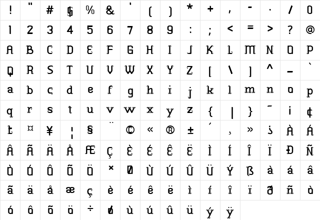Bhertani Regular  glyph index