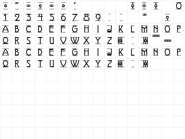 Avignon Regular  glyph index