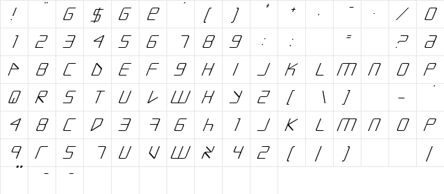 Escape Artist Italic Italic  glyph index