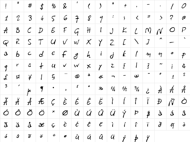 PF Libera Pro Bold  glyph index