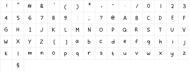 Dea font Regular  glyph index