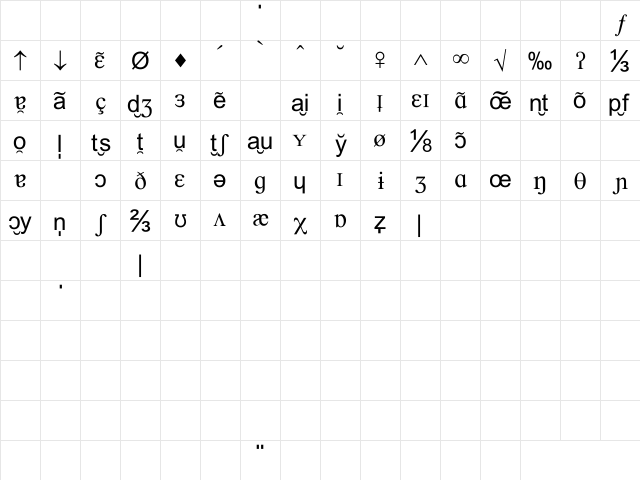 Van Dale 2000 Regular  glyph index