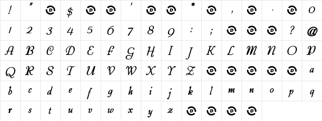 Farfallena Regular  glyph index