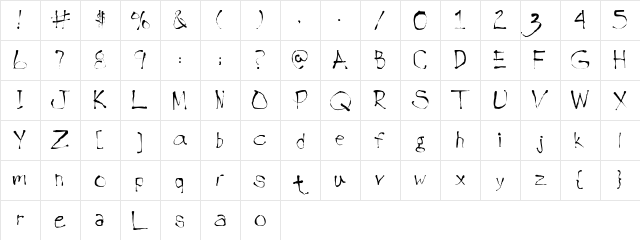 Puccini-Slob Regular  glyph index