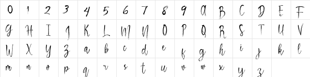 Rosemary Regular  glyph index