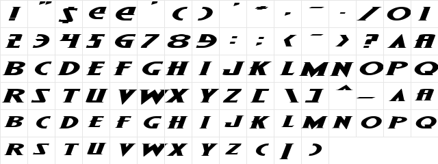 Wolf's Bane Expanded Italic Expanded Italic  glyph index