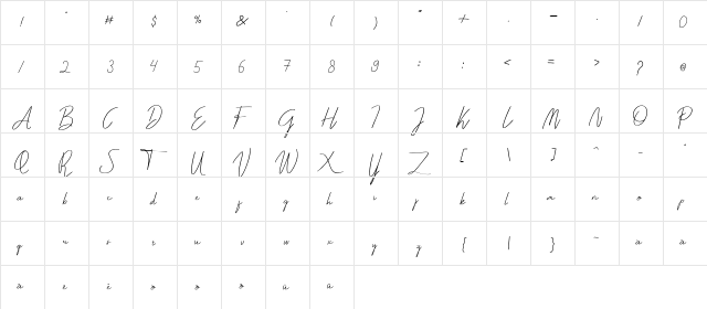 Darcey Oliver Regular  glyph index