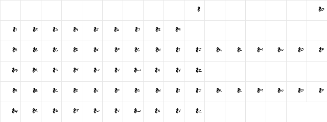 Letro Pad Regular  glyph index