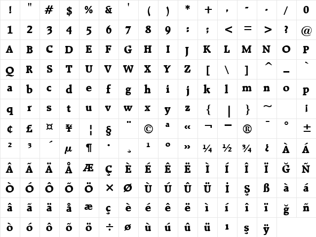 00602 Regular  glyph index