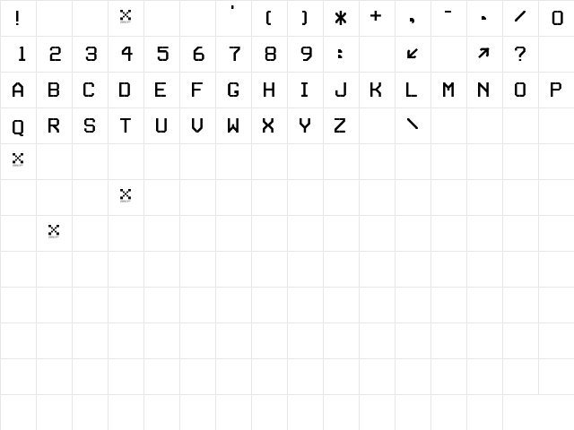 SERIESB Regular  glyph index