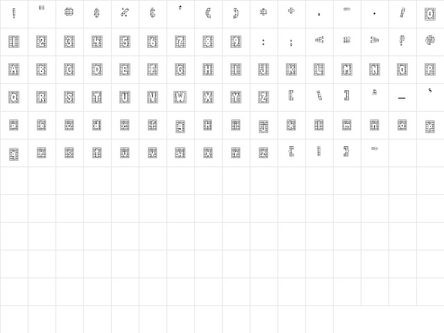 CK Hunting Regular  glyph index