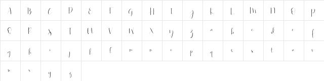 Roselyne Regular  glyph index