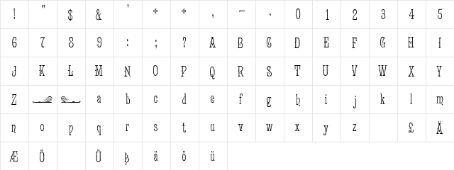 Jugend WF Regular  glyph index