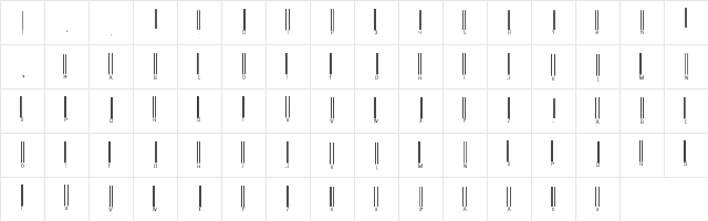 New Regular  glyph index