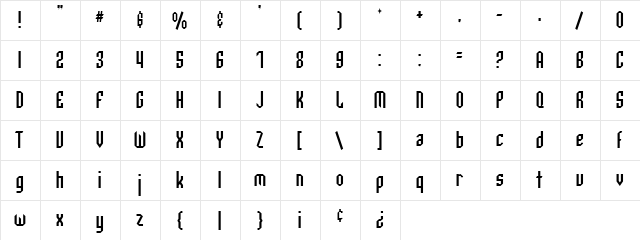 Archery Black Condensed Regular  glyph index