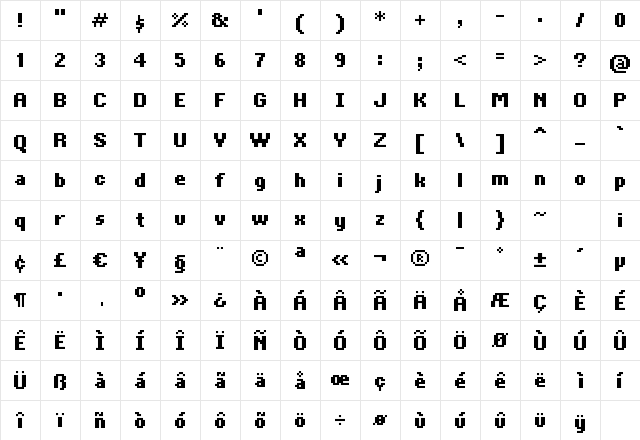 Bit KitBold Regular  glyph index