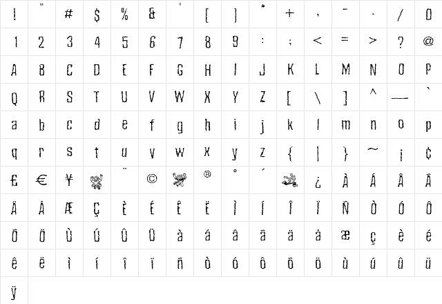 Damage Light  glyph index