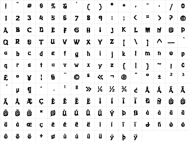 WhassisICG Regular  glyph index