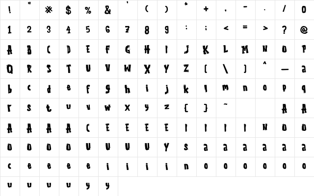 The Quakeer Regular  glyph index