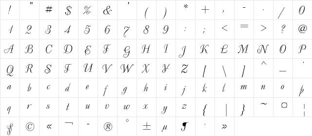DecorC Regular  glyph index