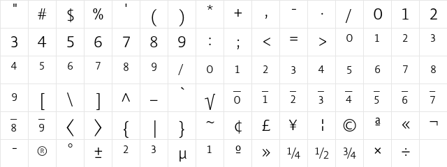 Lisboa Expert Light Regular  glyph index