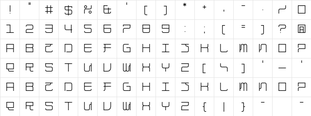China Fad Regular  glyph index