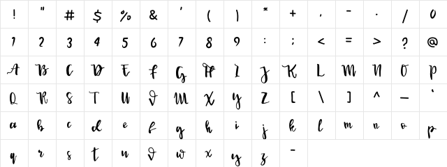 Syembhara Regular  glyph index