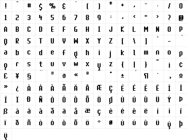 BionikaBlack Medium  glyph index