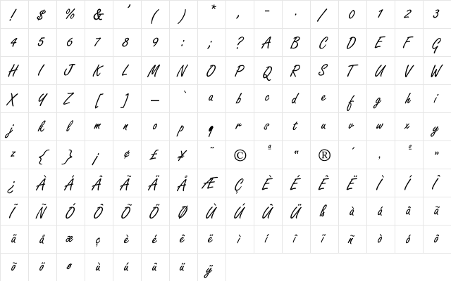 Freeport-Normal Regular  glyph index