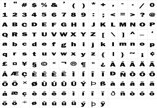 FZ BASIC 6 EX Normal  glyph index