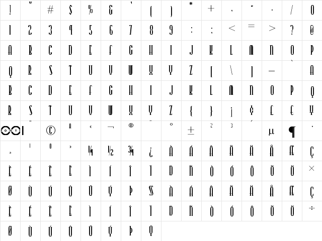 Points West NF Regular  glyph index