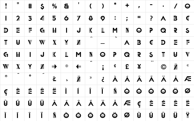 Matra Regular  glyph index