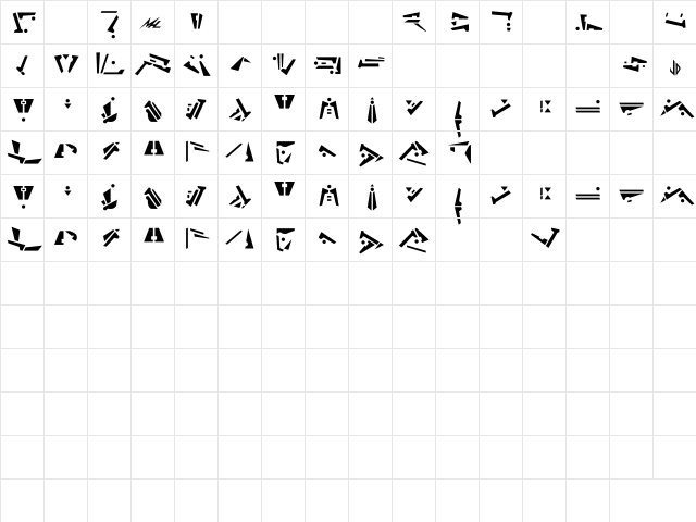 Preservers Bold  glyph index