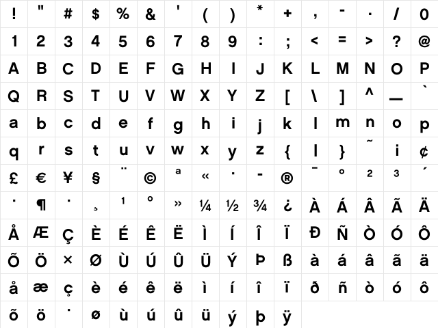 Chalet NewYorkNineteenSixty  glyph index