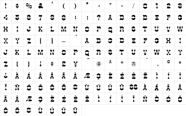 Cottonwood-Normal Regular  glyph index