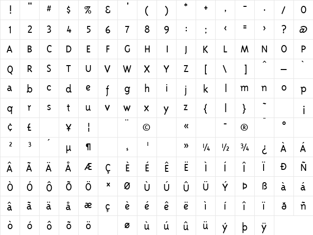 TriplexLightLining Regular  glyph index