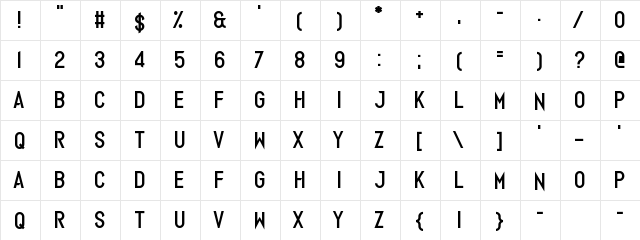 Europhonic Regular  glyph index
