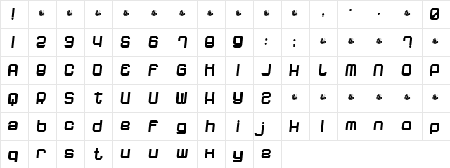 Dwarft Regular  glyph index